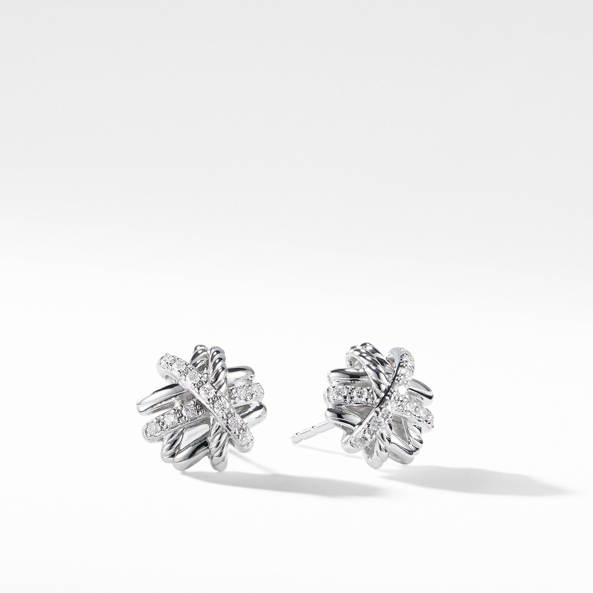 David Yurman Crossover Earrings with Diamonds, 11 mm - E13228DSSADI