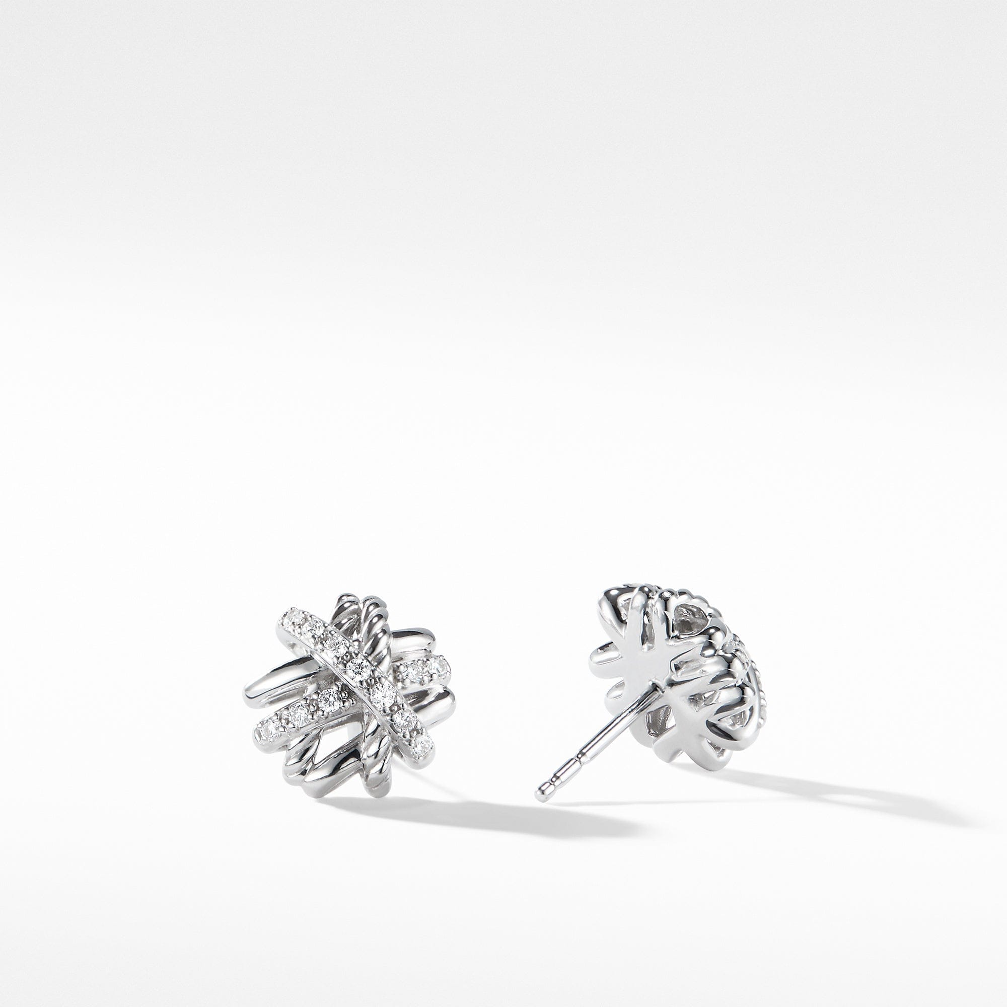 David Yurman Crossover Earrings with Diamonds, 11 mm - E13228DSSADI
