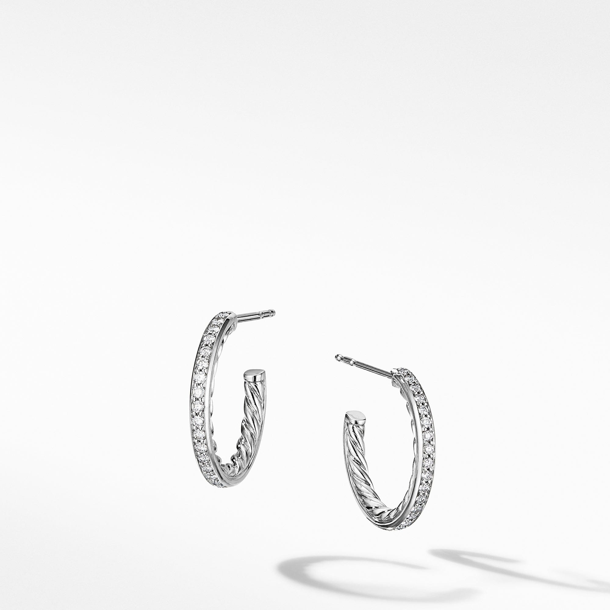 David Yurman Extra - Small Hoop Earrings in with Pave Diamonds - E14802DSSADI