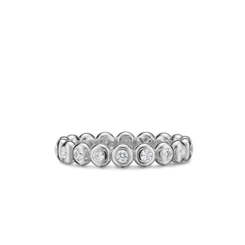 David Yurman Bezel Set Band Ring in Sterling Silver with Diamonds, 3.7 mm, Size 6