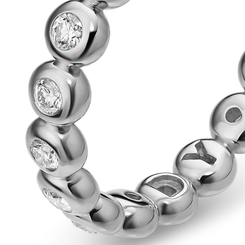 David Yurman Bezel Set Band Ring in Sterling Silver with Diamonds, 3.7 mm, Size 6