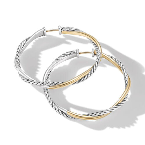 David Yurman Petite Infinity Hoop Earrings in Sterling Silver with 14K Yellow Gold