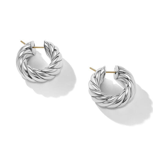 David Yurman Sculpted Cable Hoop Earrings in Sterling Silver