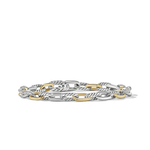David Yurman DY Madison Chain Bracelet in Sterling Silver with 18K Yellow Gold, Size Small