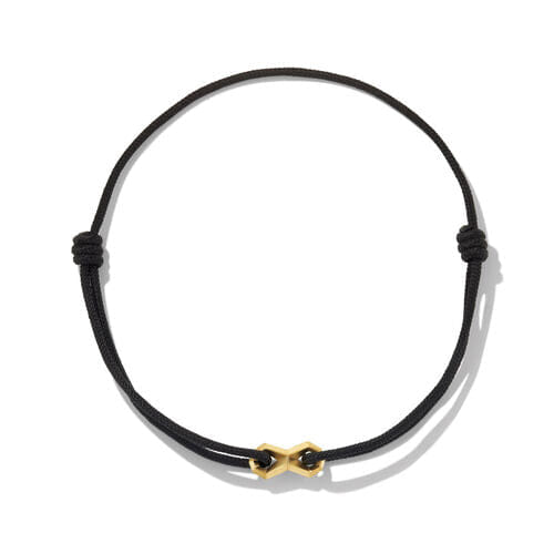 David Yurman Infinity Link Black Cord Bracelet with 18K Yellow Gold