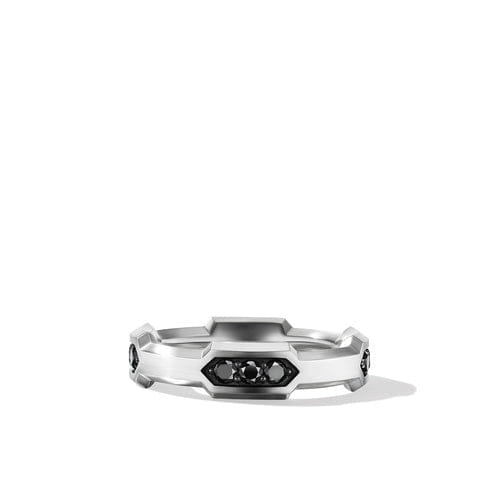 David Yurman Hex Station Band Ring with Pavé Black Diamonds, Size 9