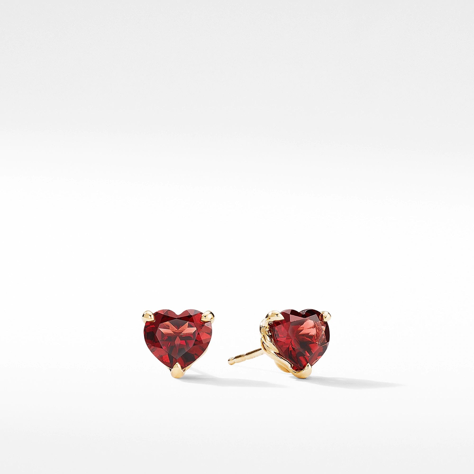 David Yurman Cable Collectibles® Heart Stud Earrings in 18K Yellow Gold with Garnet