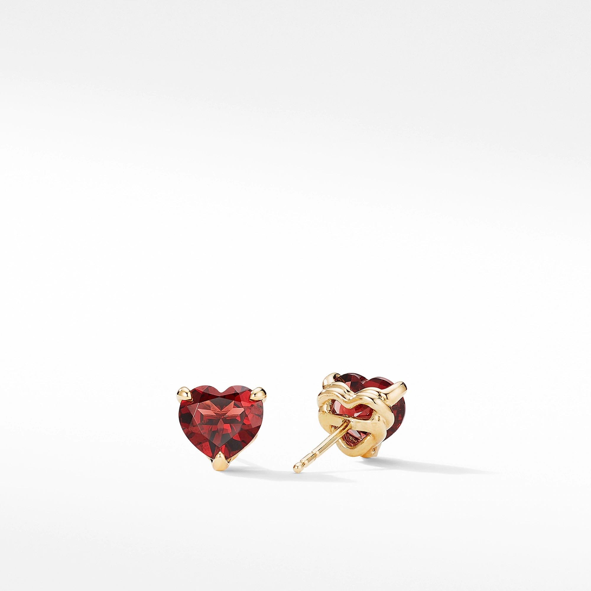 David Yurman Cable Collectibles® Heart Stud Earrings in 18K Yellow Gold with Garnet