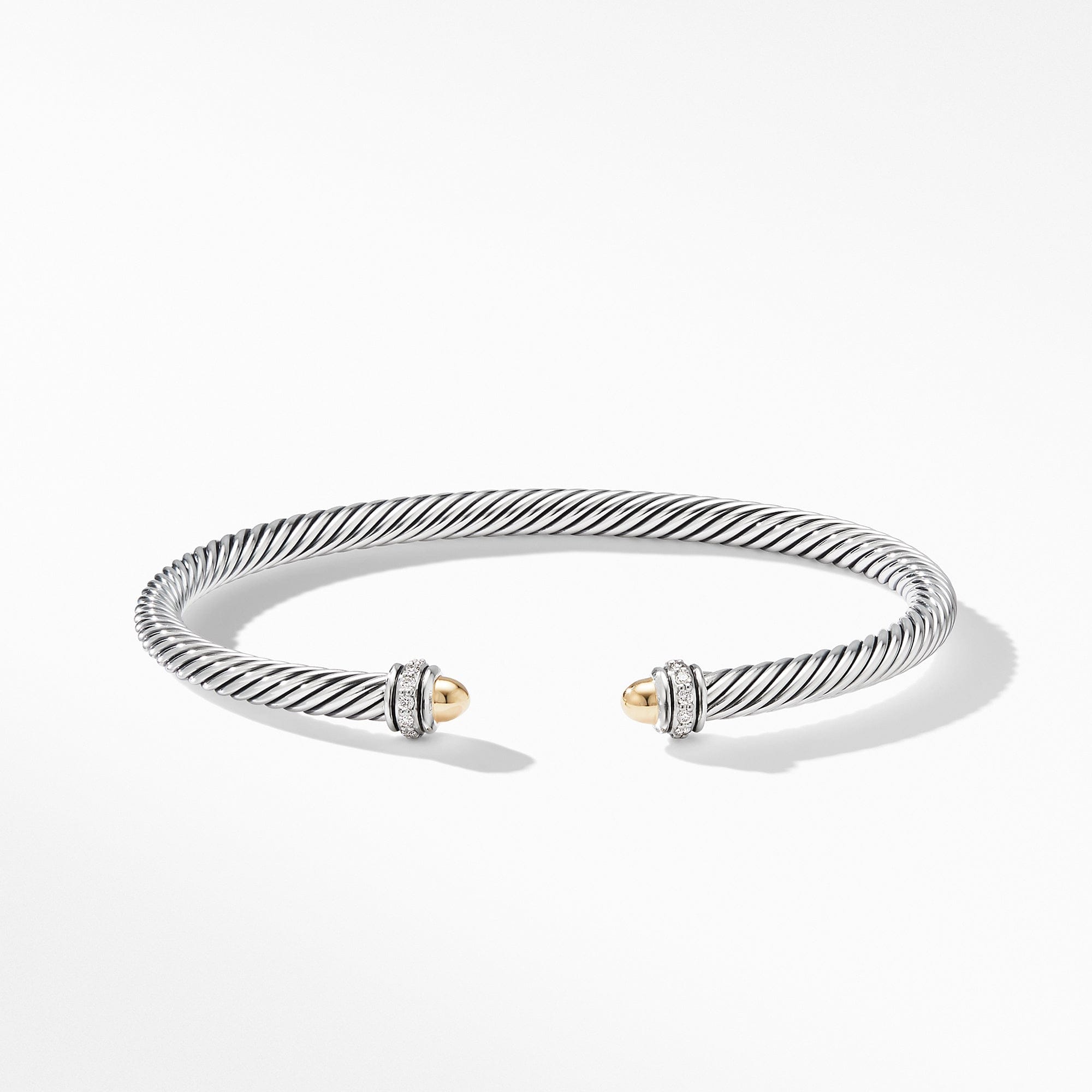 David Yurman Cable Classic Bracelet with 18K Yellow Gold Domes and Diamonds, Size Medium