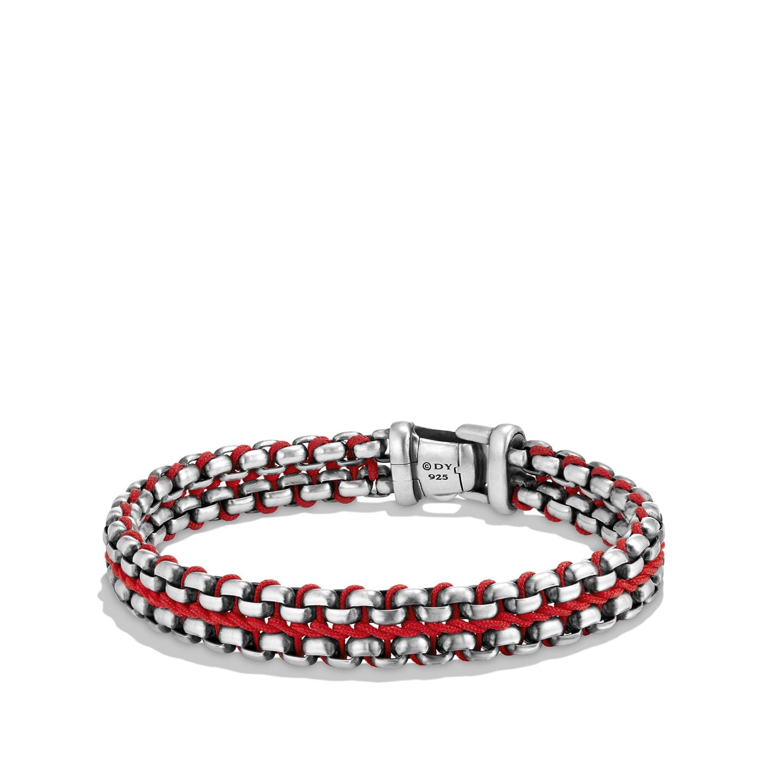 David Yurman Woven Box Chain Bracelet in Red, Size Medium