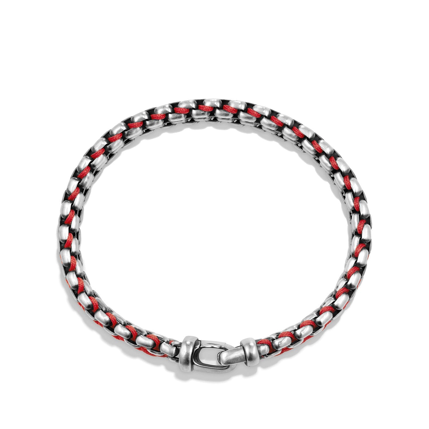 David Yurman Woven Box Chain Bracelet in Red, Size Medium