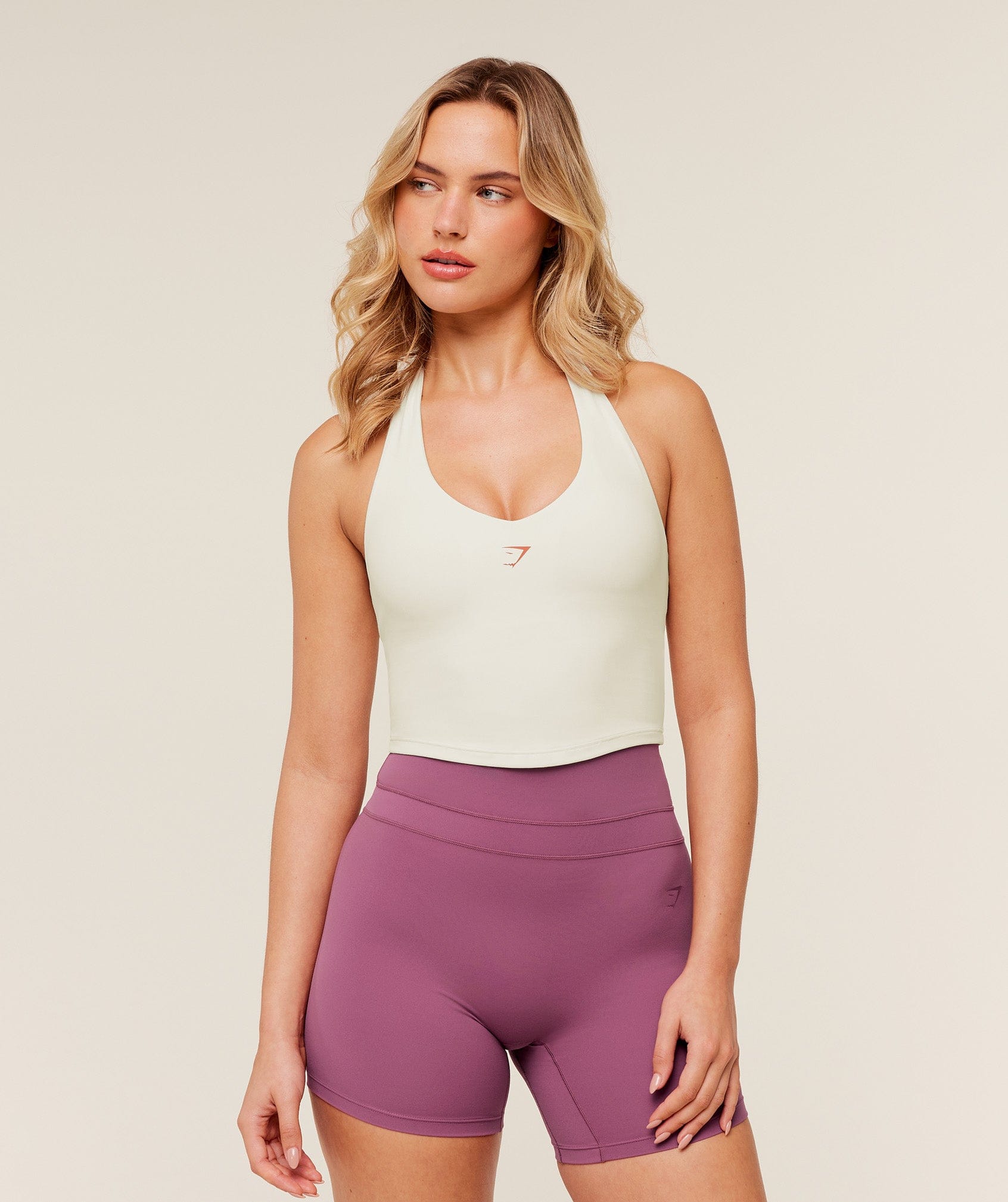 Gymshark Women's Gymshark Halter Neck Cami With Shelf GS Soft White