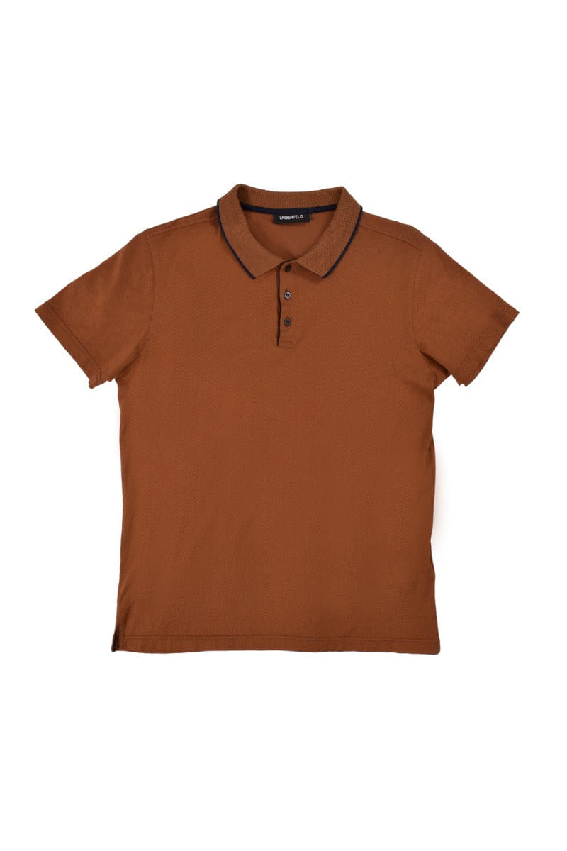 Karl Lagerfeld Tan Perforated Polo T - Shirt