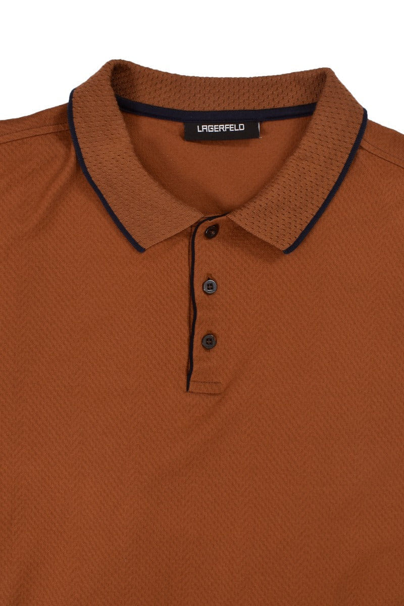 Karl Lagerfeld Tan Perforated Polo T - Shirt