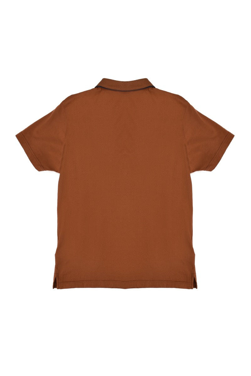 Karl Lagerfeld Tan Perforated Polo T - Shirt