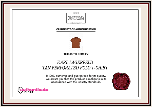 Karl Lagerfeld Tan Perforated Polo T - Shirt