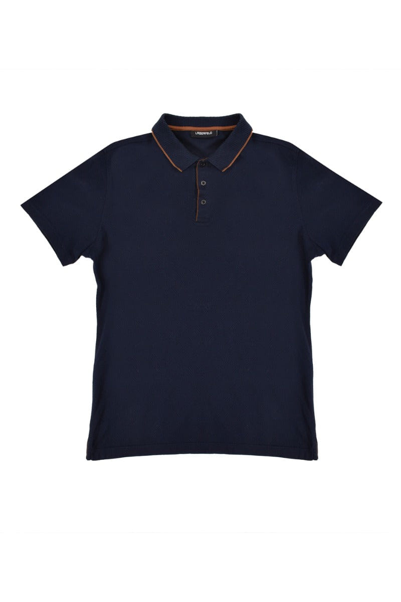 Karl Lagerfeld Blue Perforated Polo T - Shirt