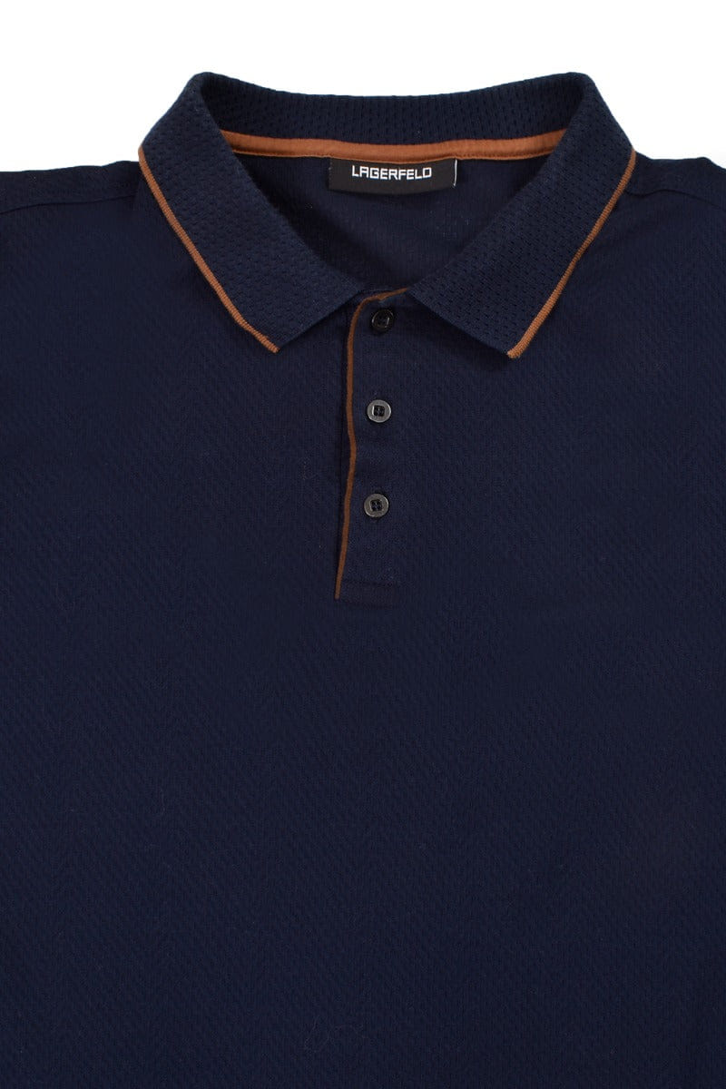 Karl Lagerfeld Blue Perforated Polo T - Shirt