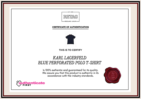 Karl Lagerfeld Blue Perforated Polo T - Shirt