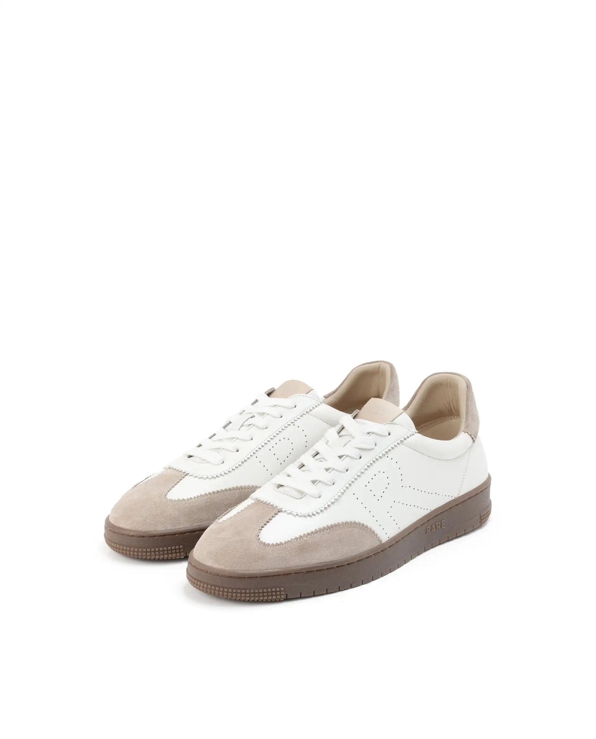RAREZ Rare Rabbit Men's Orion Light Beige Suede And Leather Low - Top Lace - Up Sneaker Shoes