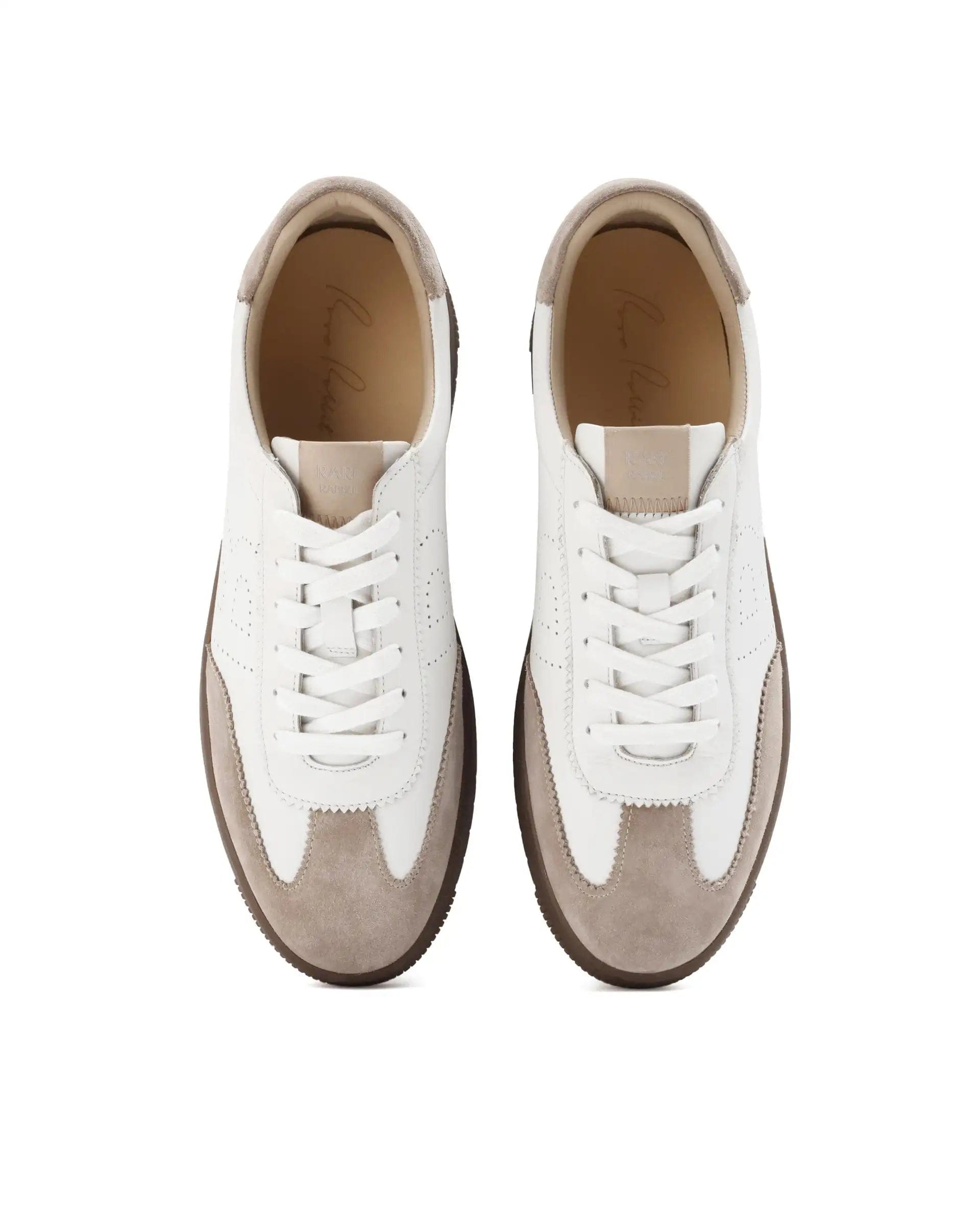 RAREZ Rare Rabbit Men's Orion Light Beige Suede And Leather Low - Top Lace - Up Sneaker Shoes