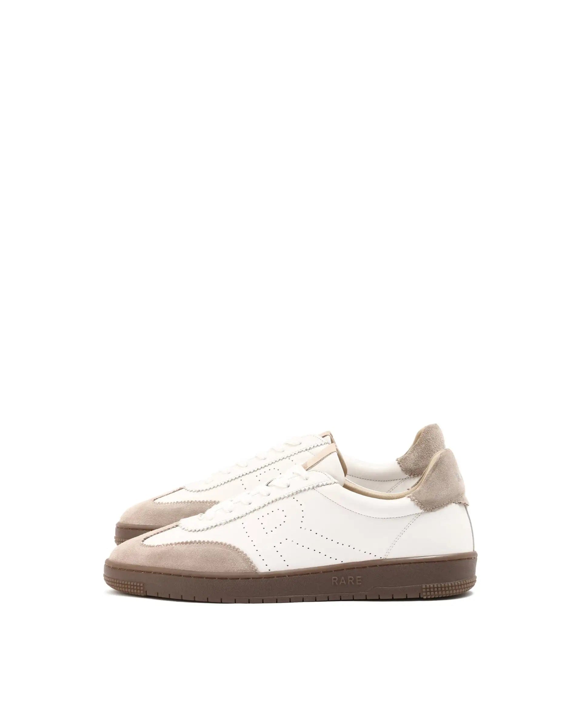 RAREZ Rare Rabbit Men's Orion Light Beige Suede And Leather Low - Top Lace - Up Sneaker Shoes