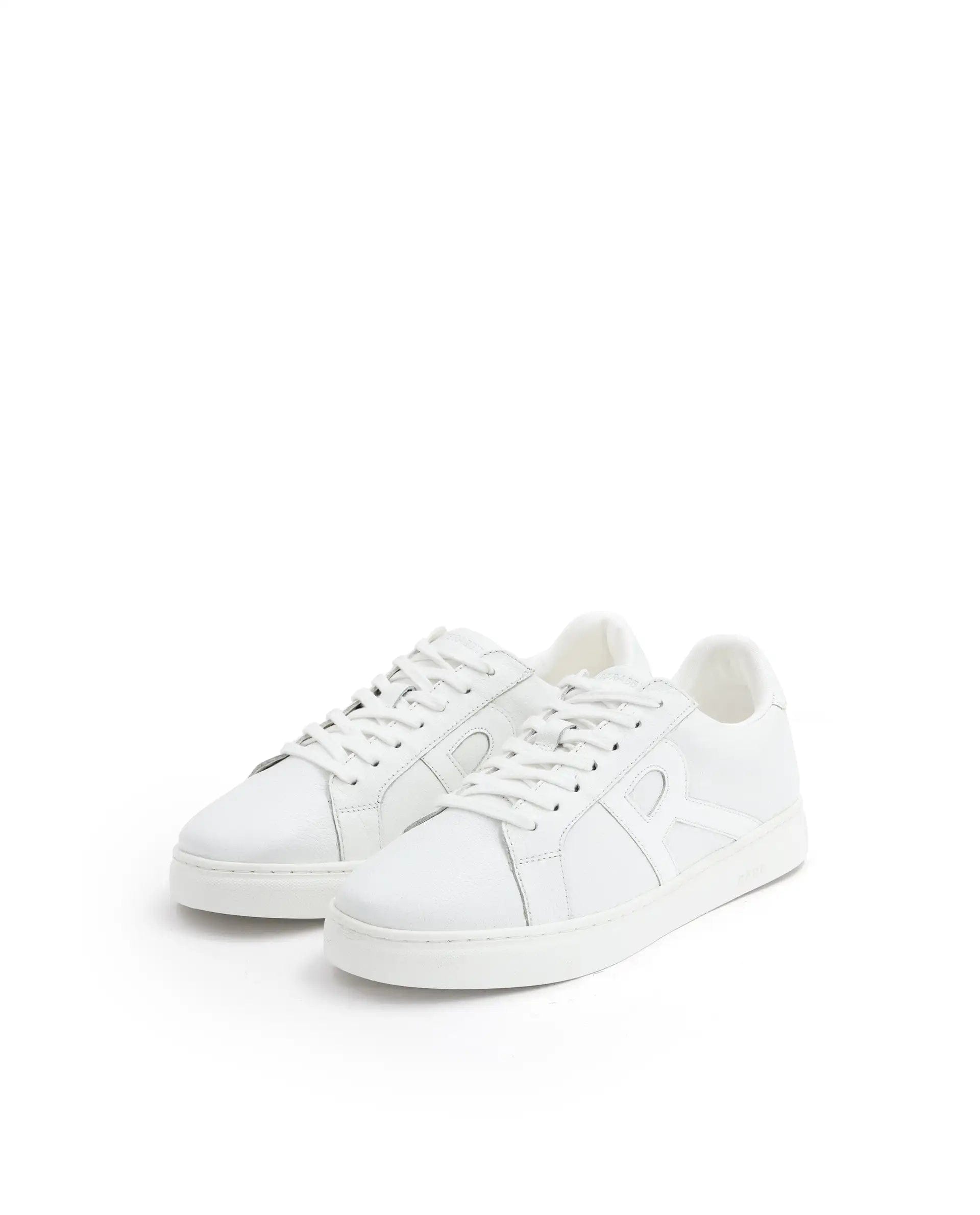 RAREZ Rare Rabbit Men's Nova Pro Metallic White Patent Leather Low - Top Lace - Up Sneaker Shoes