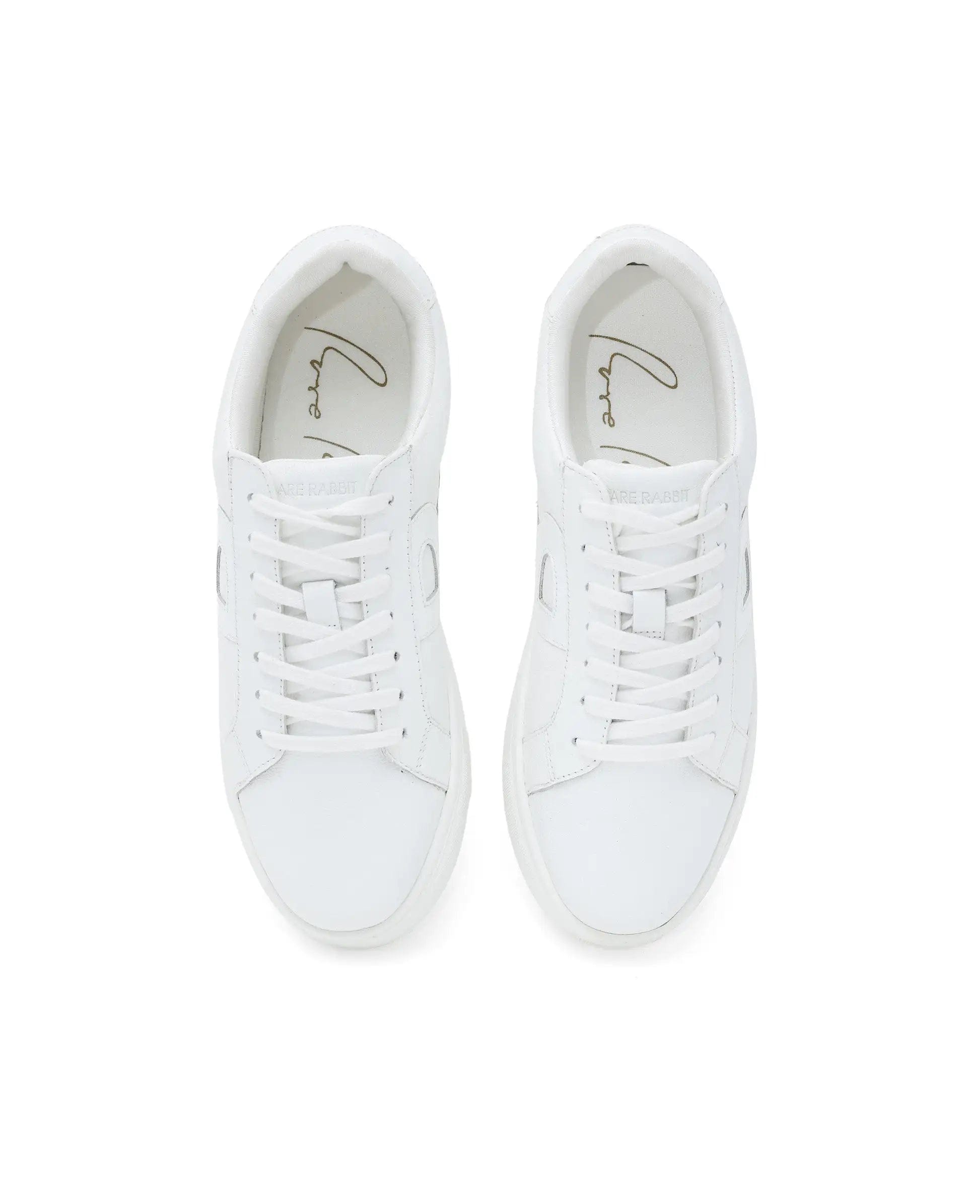 RAREZ Rare Rabbit Men's Nova Pro Metallic White Patent Leather Low - Top Lace - Up Sneaker Shoes