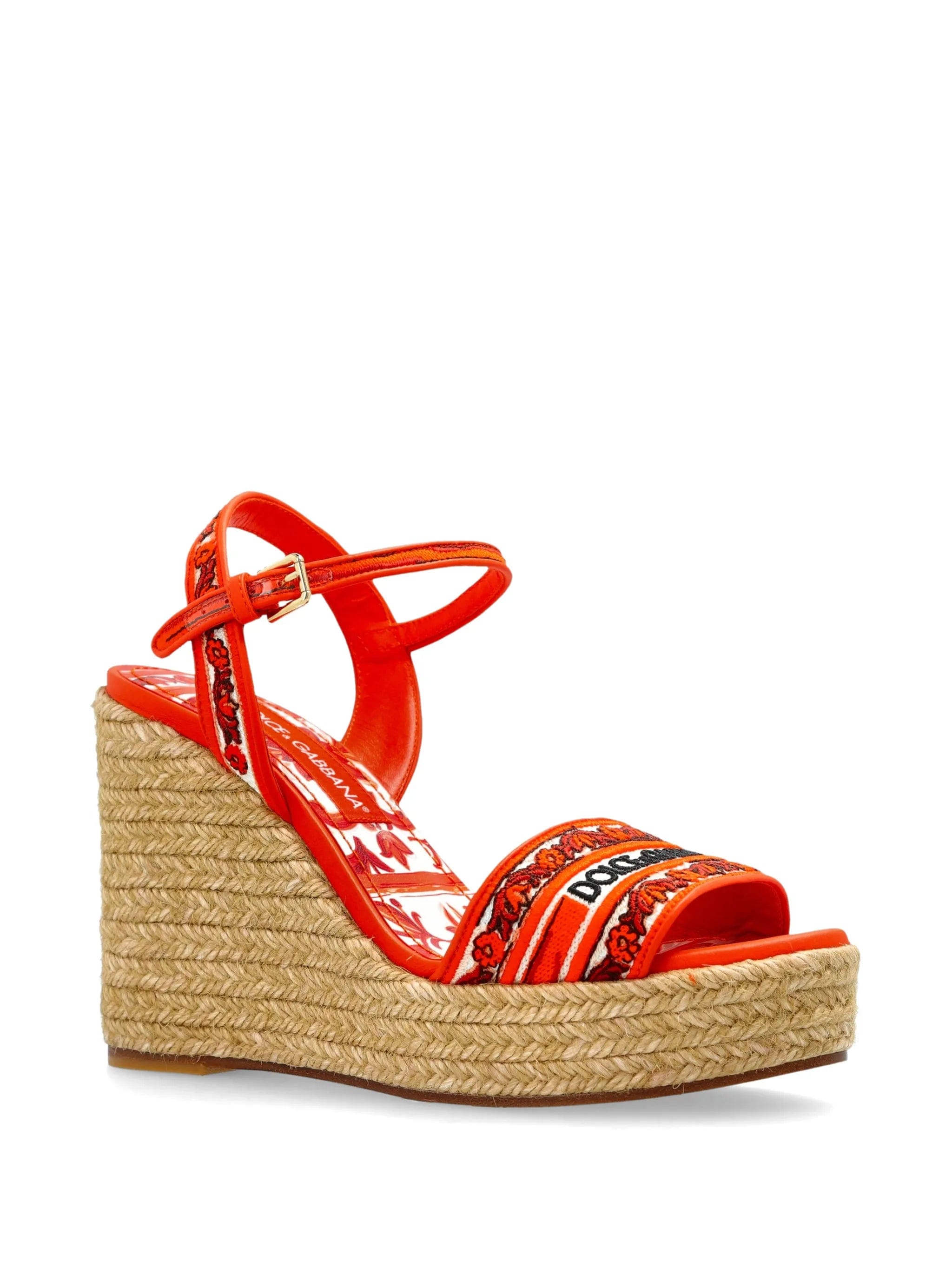 Dolce & Gabbana logo - embroidered wedge sandals