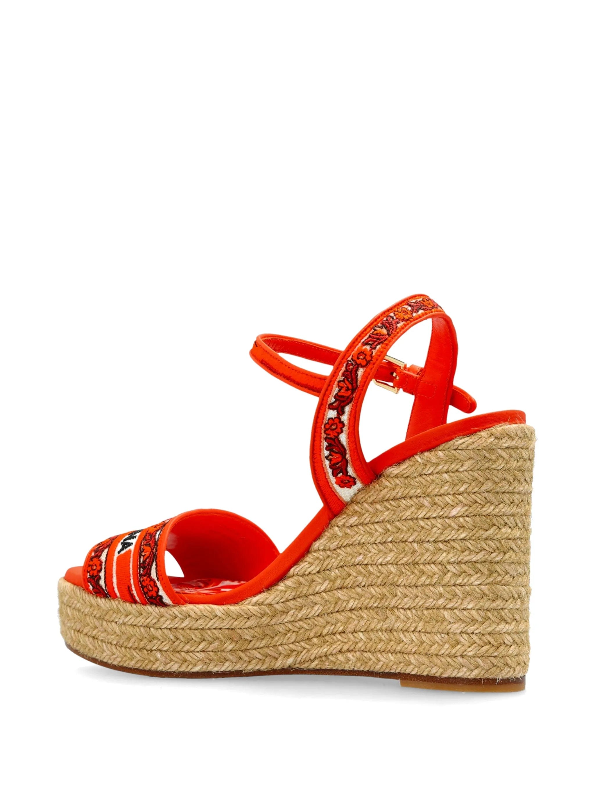 Dolce & Gabbana logo - embroidered wedge sandals