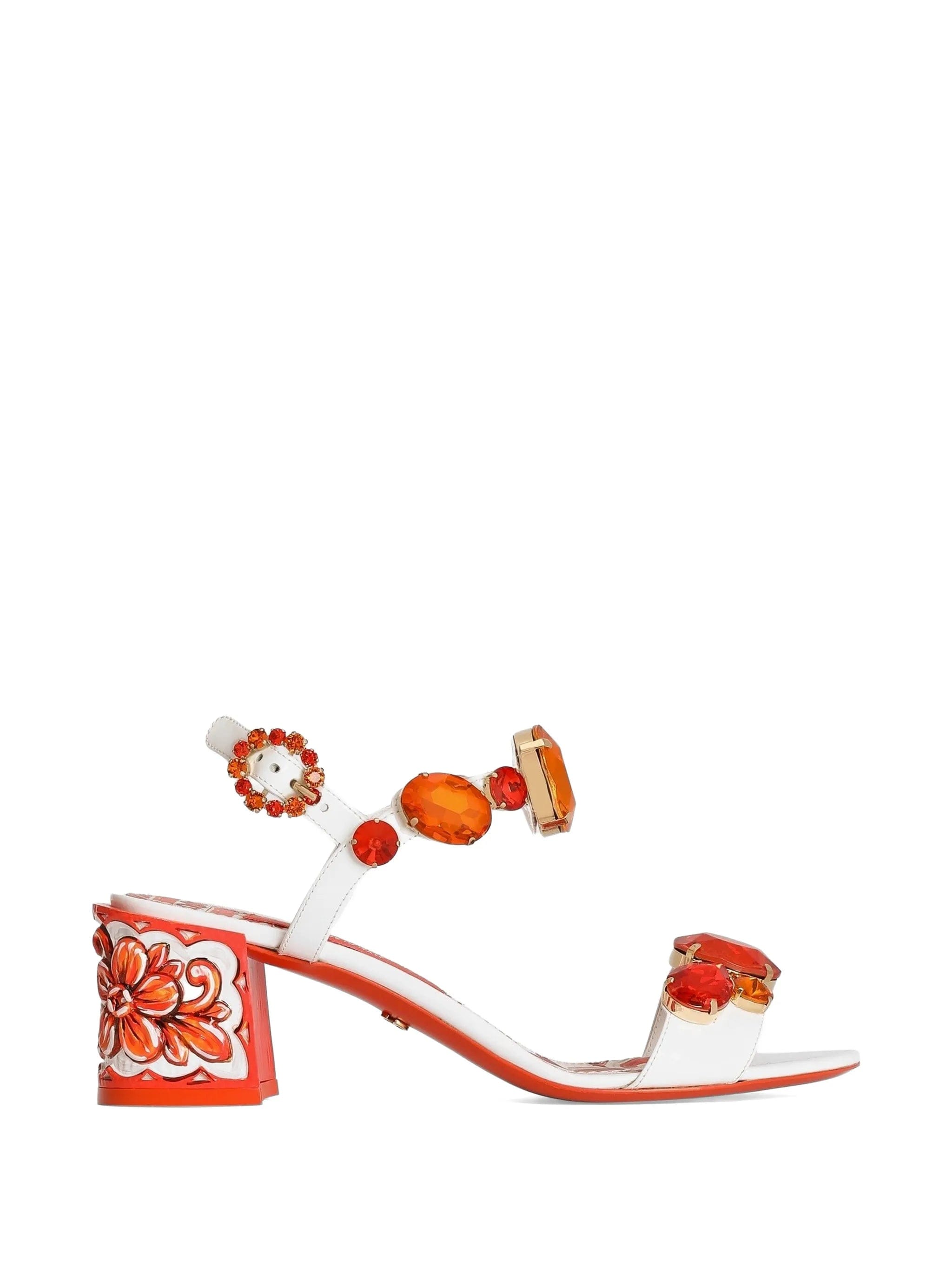 Dolce & Gabbana patent leather sandals with stone embroidery