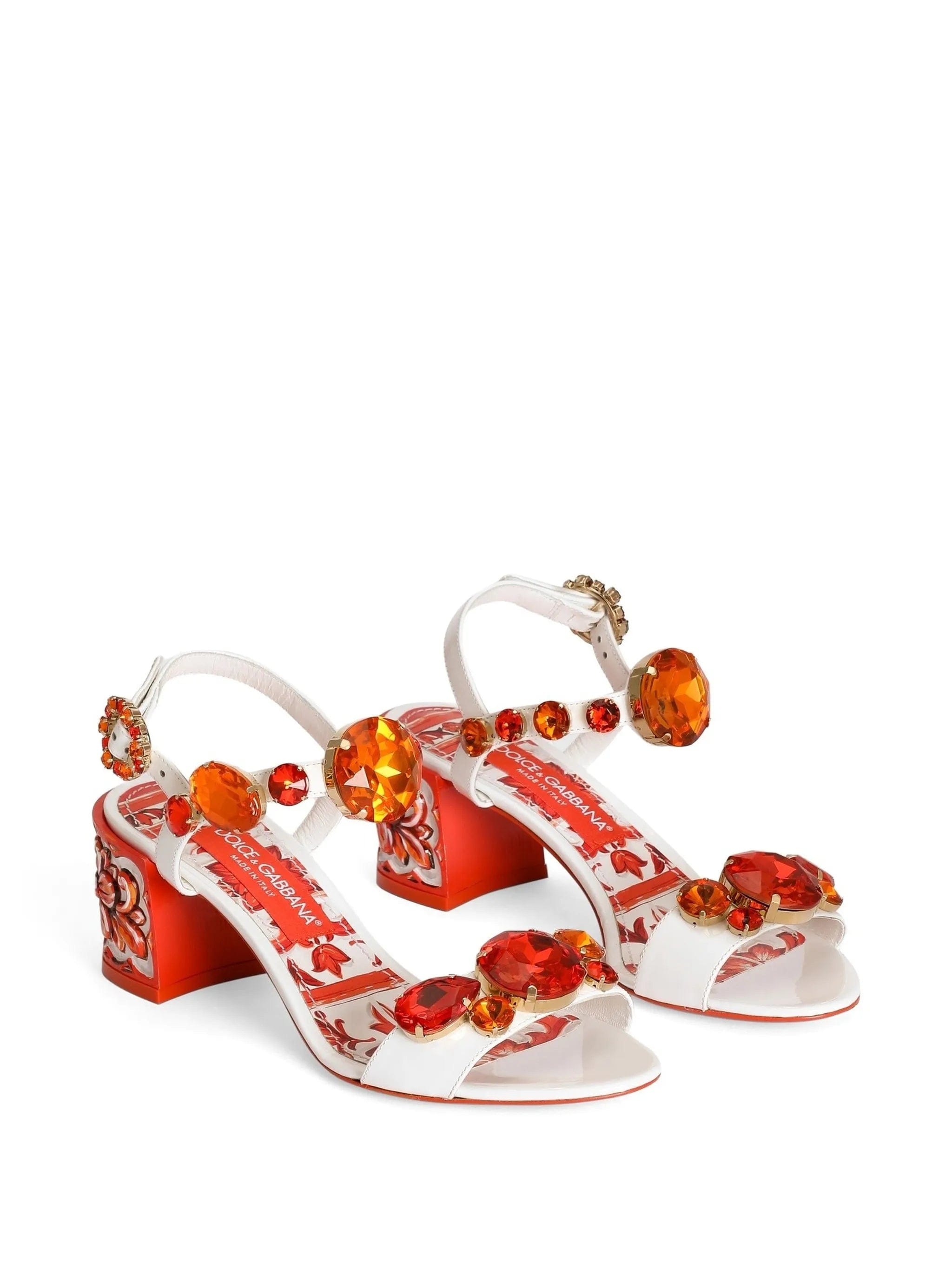 Dolce & Gabbana patent leather sandals with stone embroidery