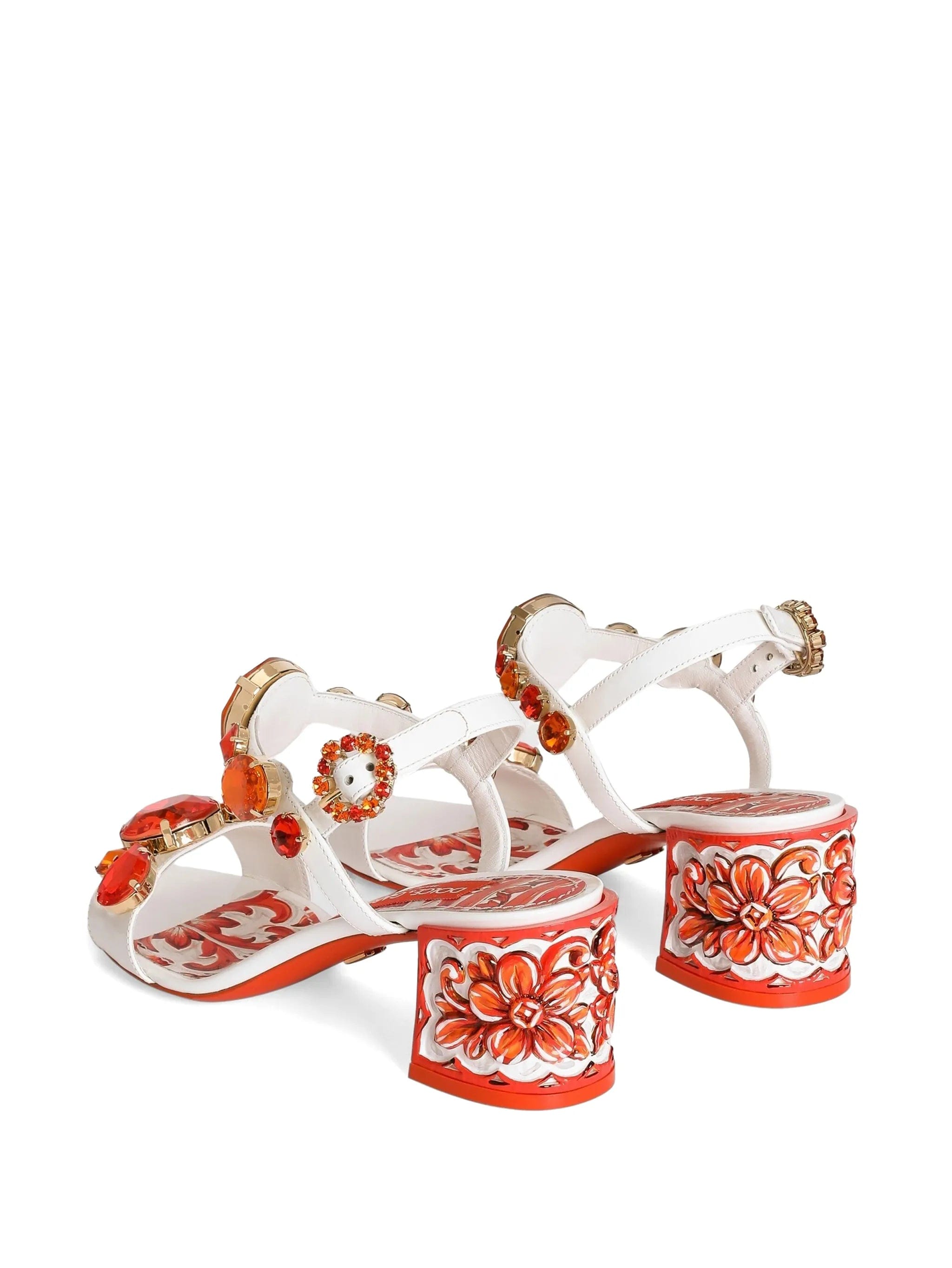 Dolce & Gabbana patent leather sandals with stone embroidery