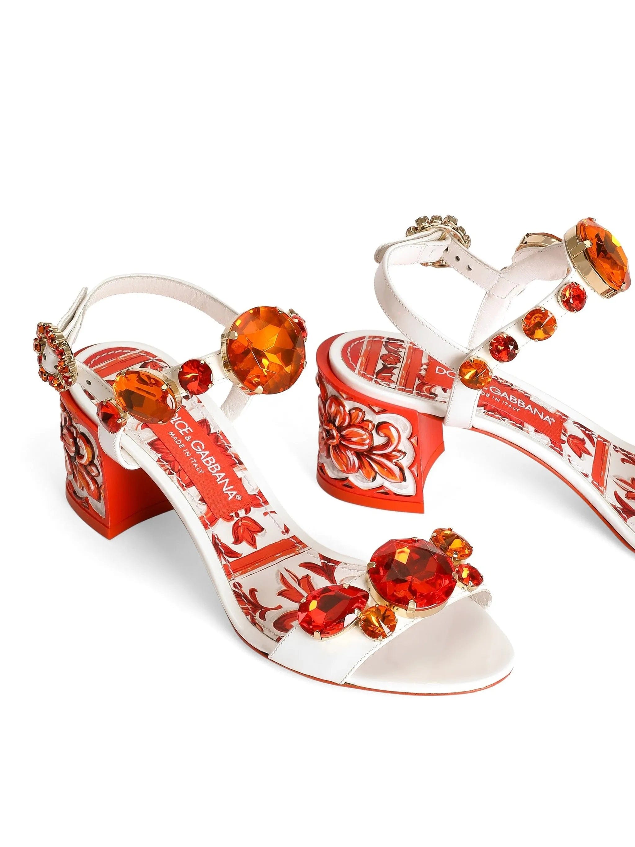 Dolce & Gabbana patent leather sandals with stone embroidery