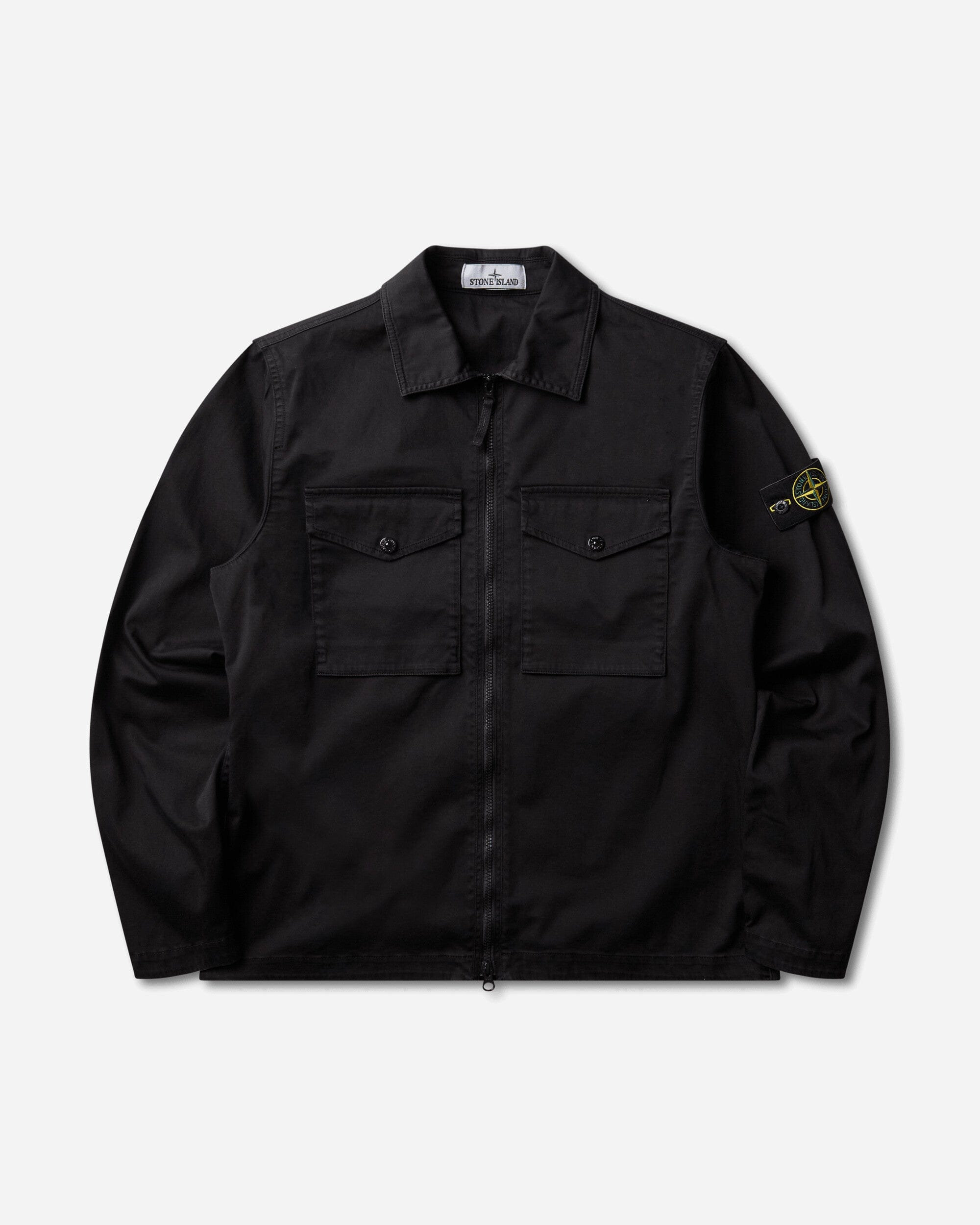 Stone Island Men's Panama Cotton OLD Effect Overshirt Black