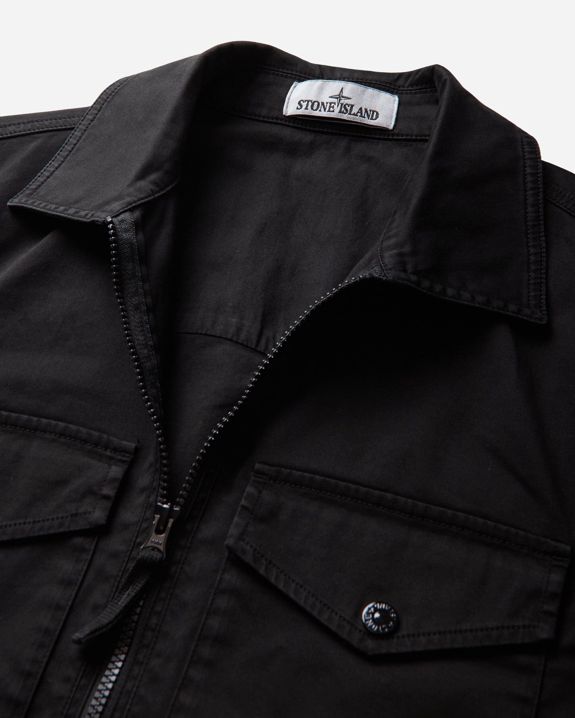 Stone Island Men's Panama Cotton OLD Effect Overshirt Black