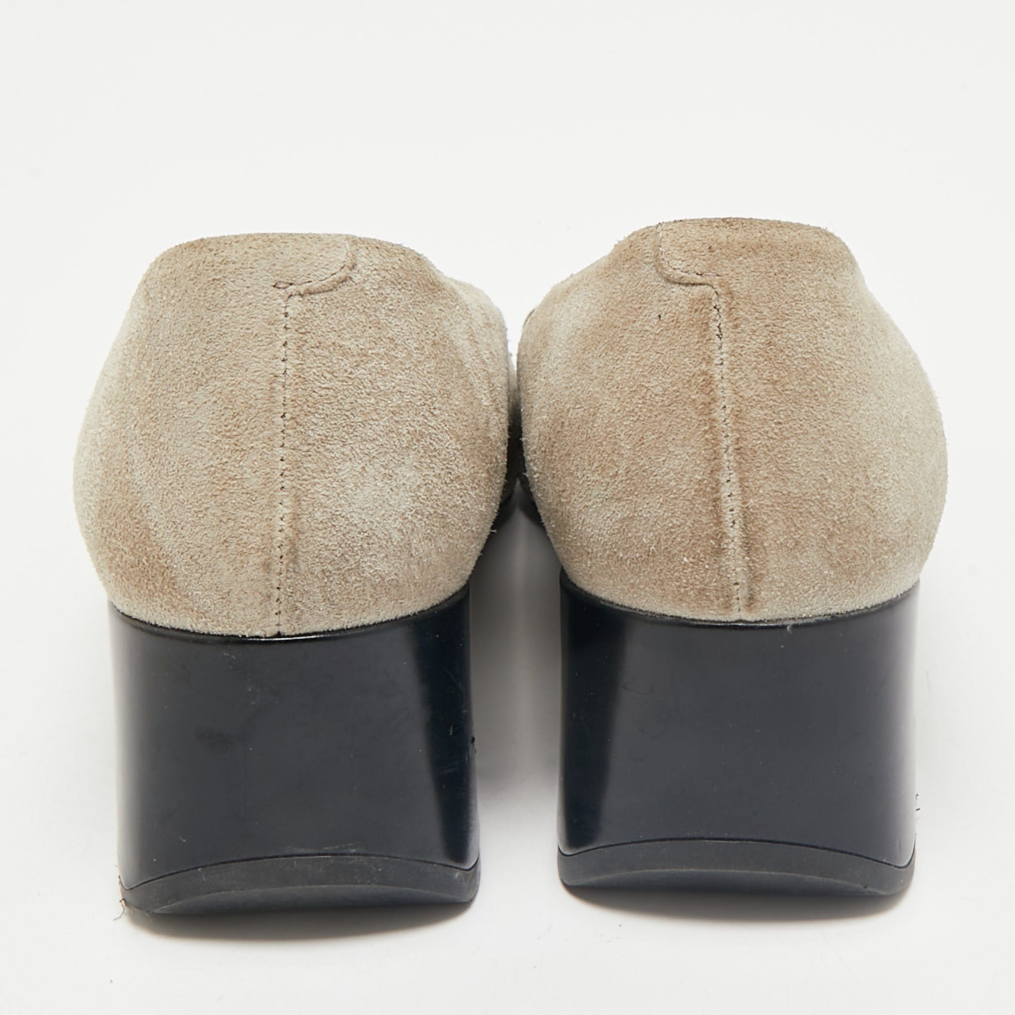 Tod's Navy Grey/black Suede And Leather Double T Court Loafer Pumps