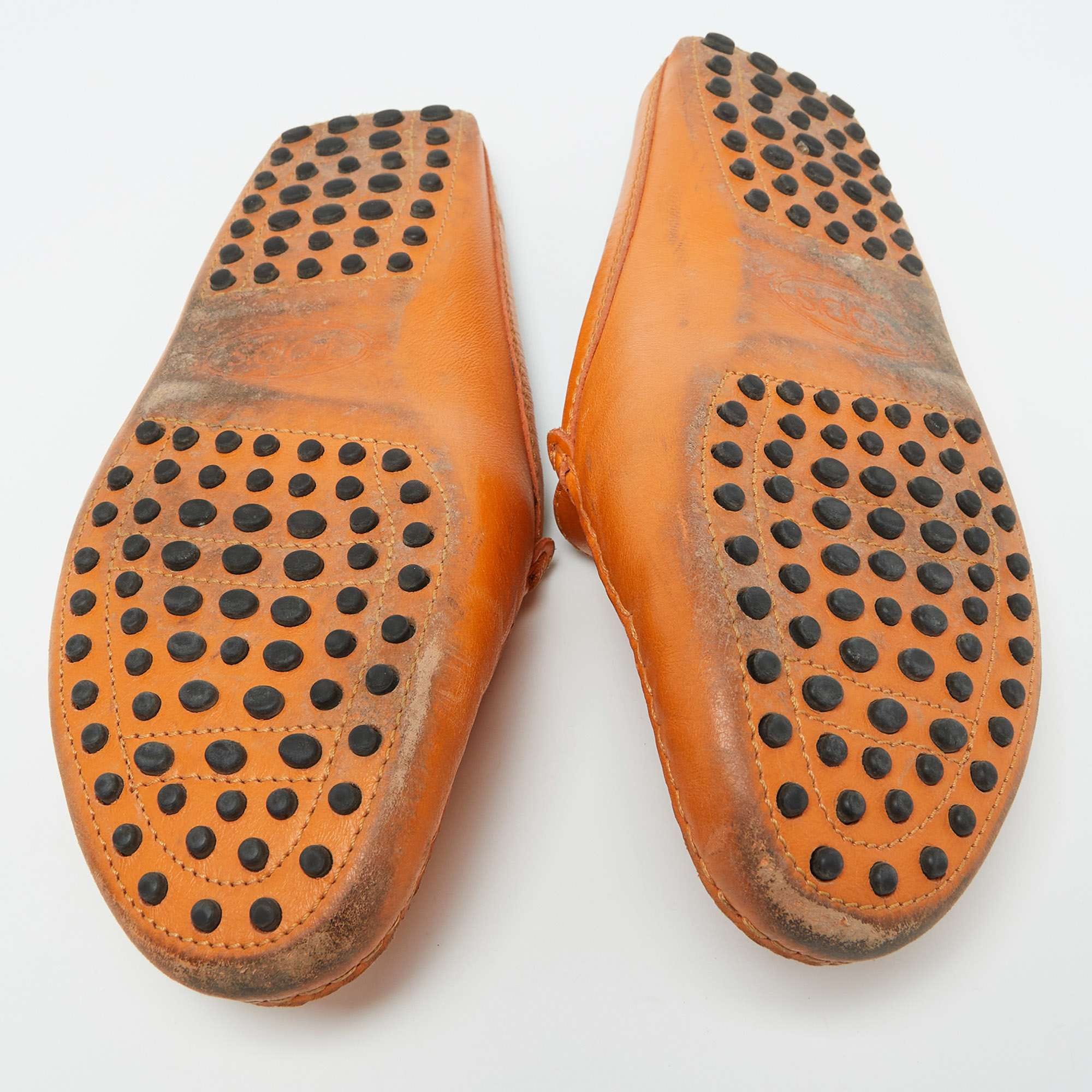 Tod's Orange Leather Flat Loafer Mules