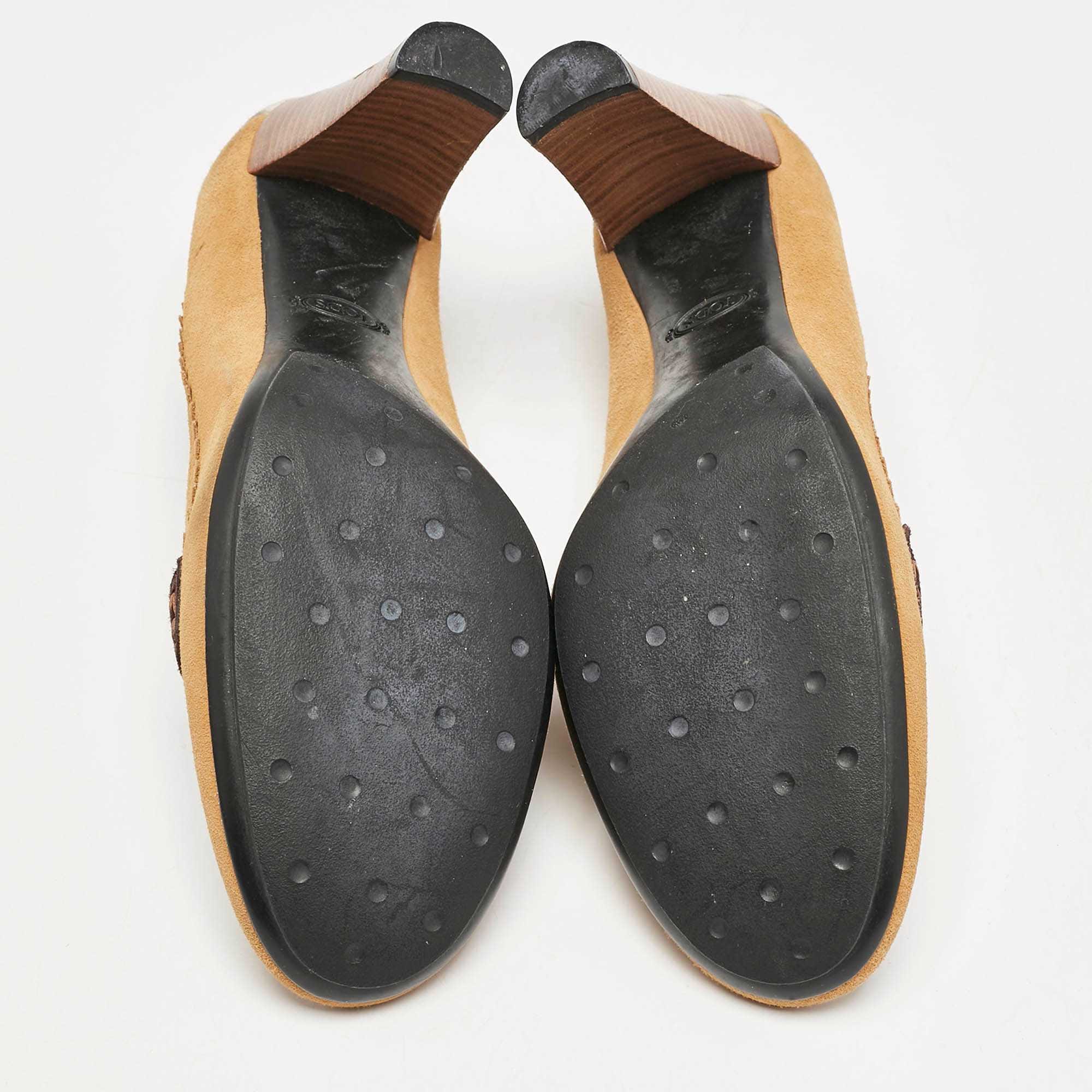 Tod's Brown/white Suede Penny Loafer Pumps