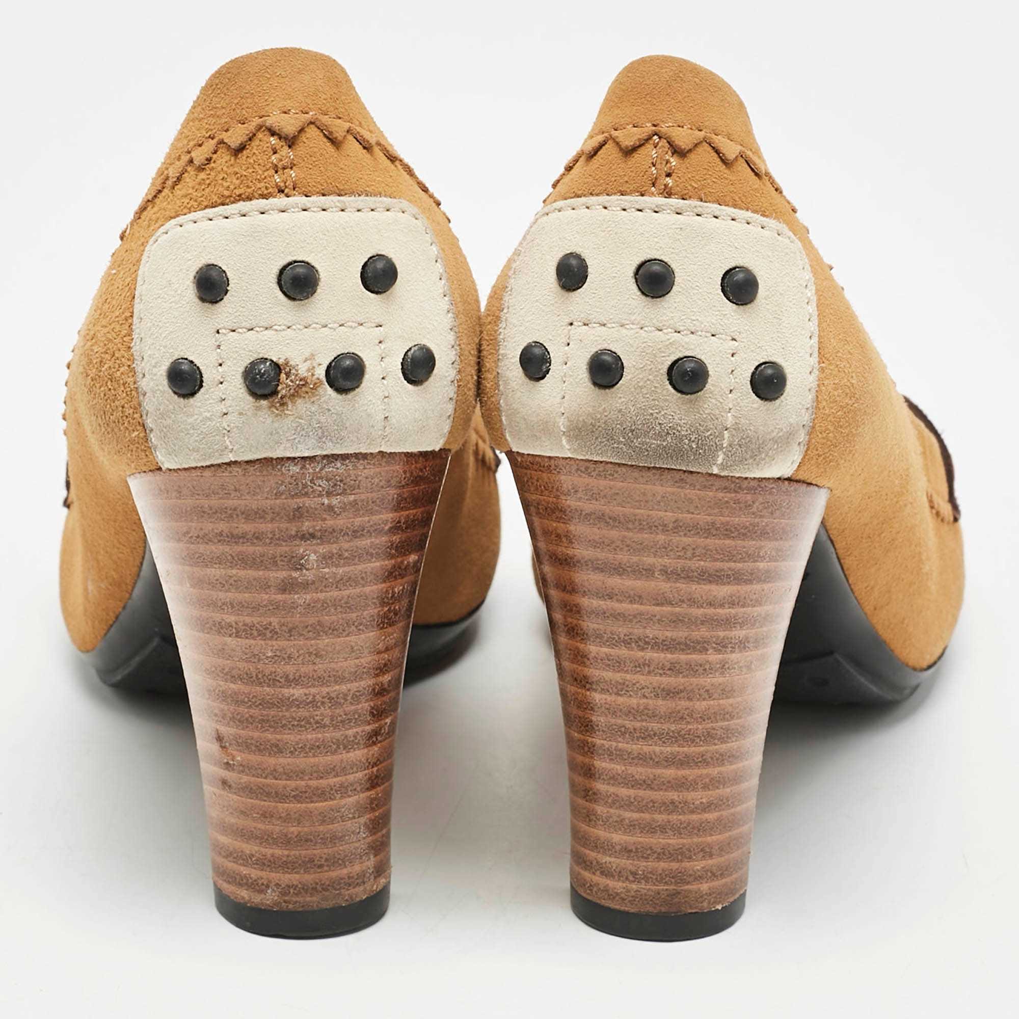 Tod's Brown/white Suede Penny Loafer Pumps