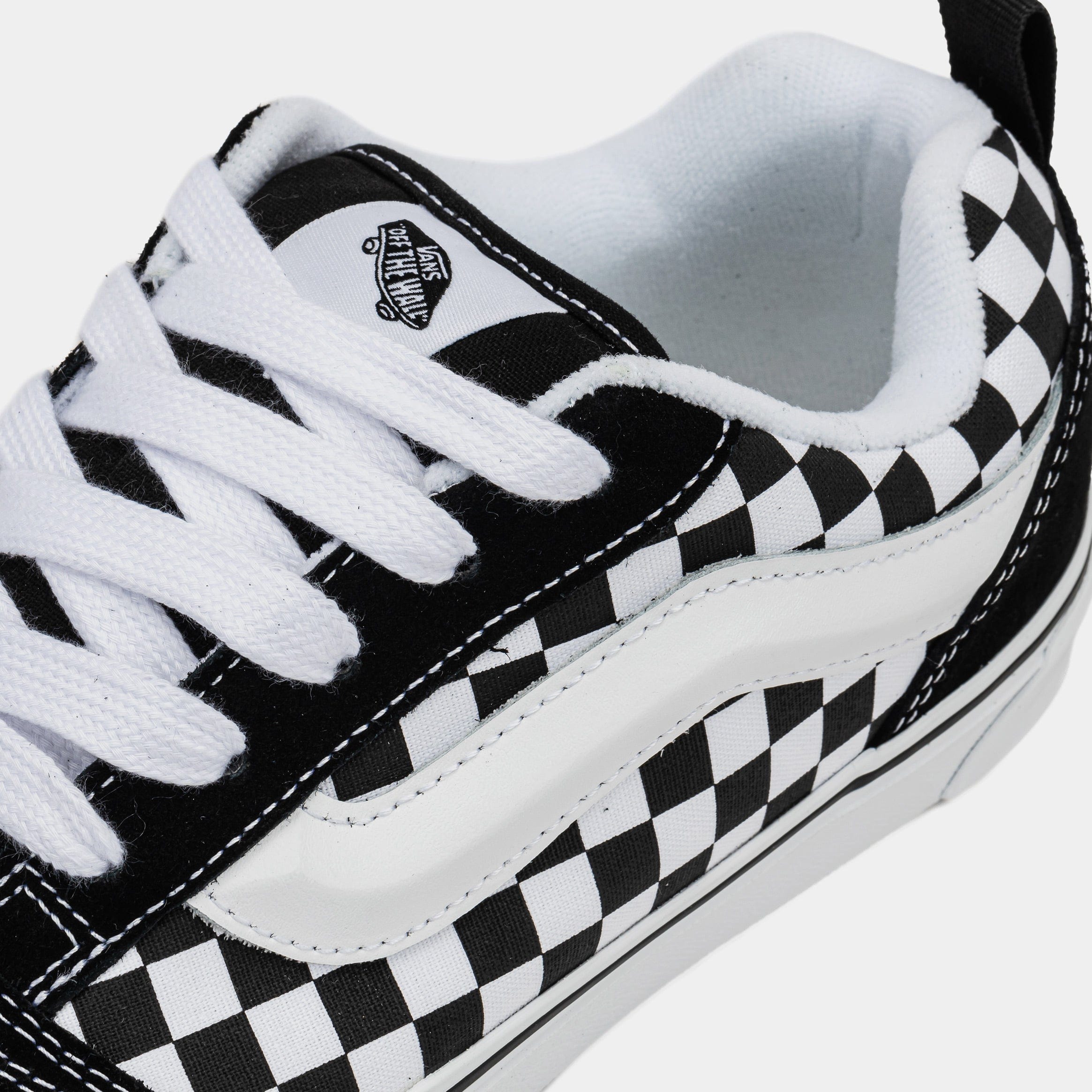 Vans Knu Skool Mega Check Grade School Skate Shoes (Black/White)