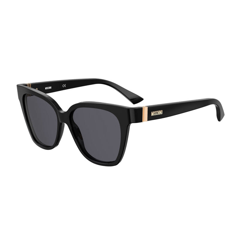 Moschino Sunglasses Rectangle Full Rim, Black Frame and Dark Grey Lens MOS066/S0807IR