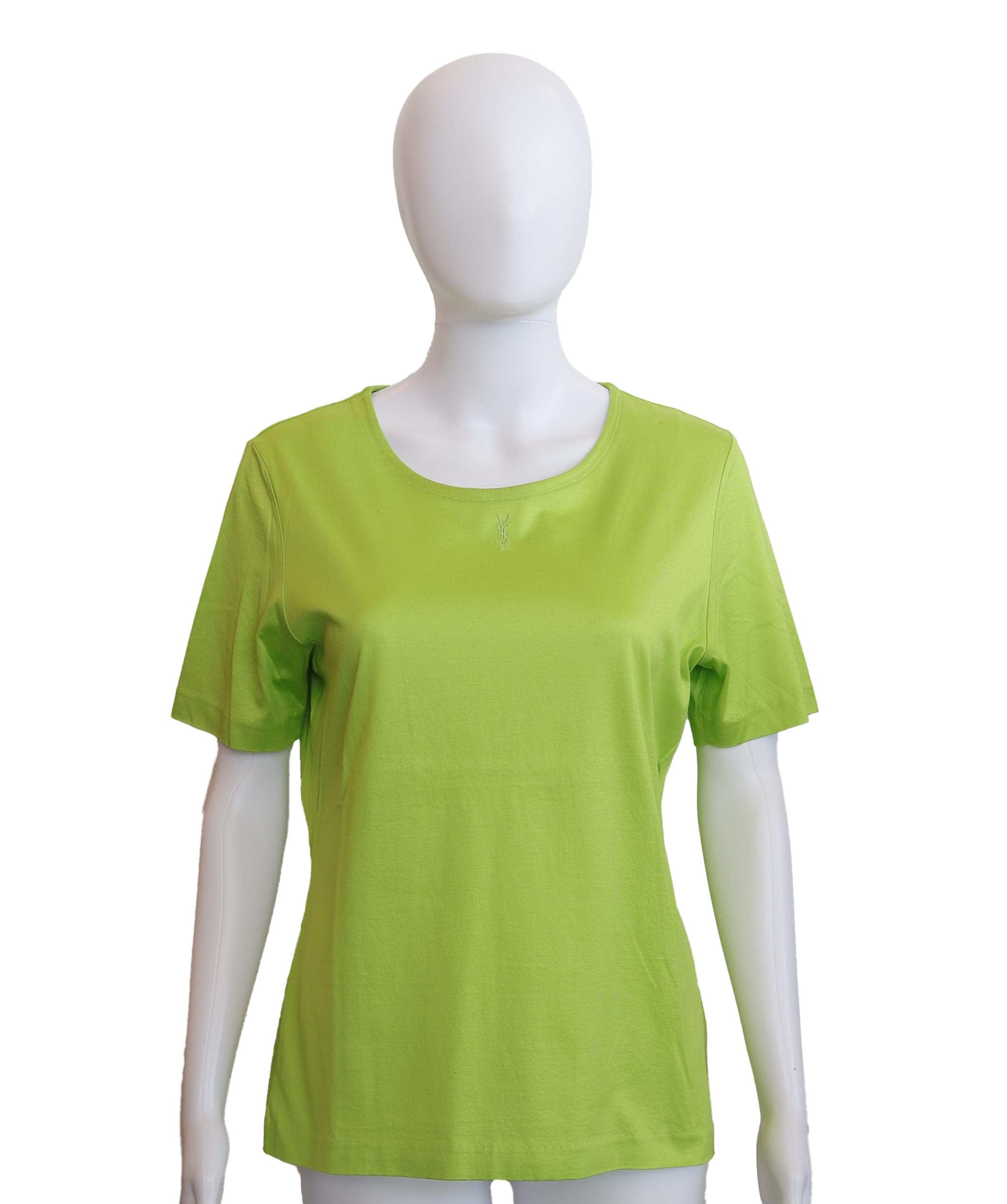 Yves Saint Laurent Cotton Green Short Sleeve Top Size L DXBS3635
