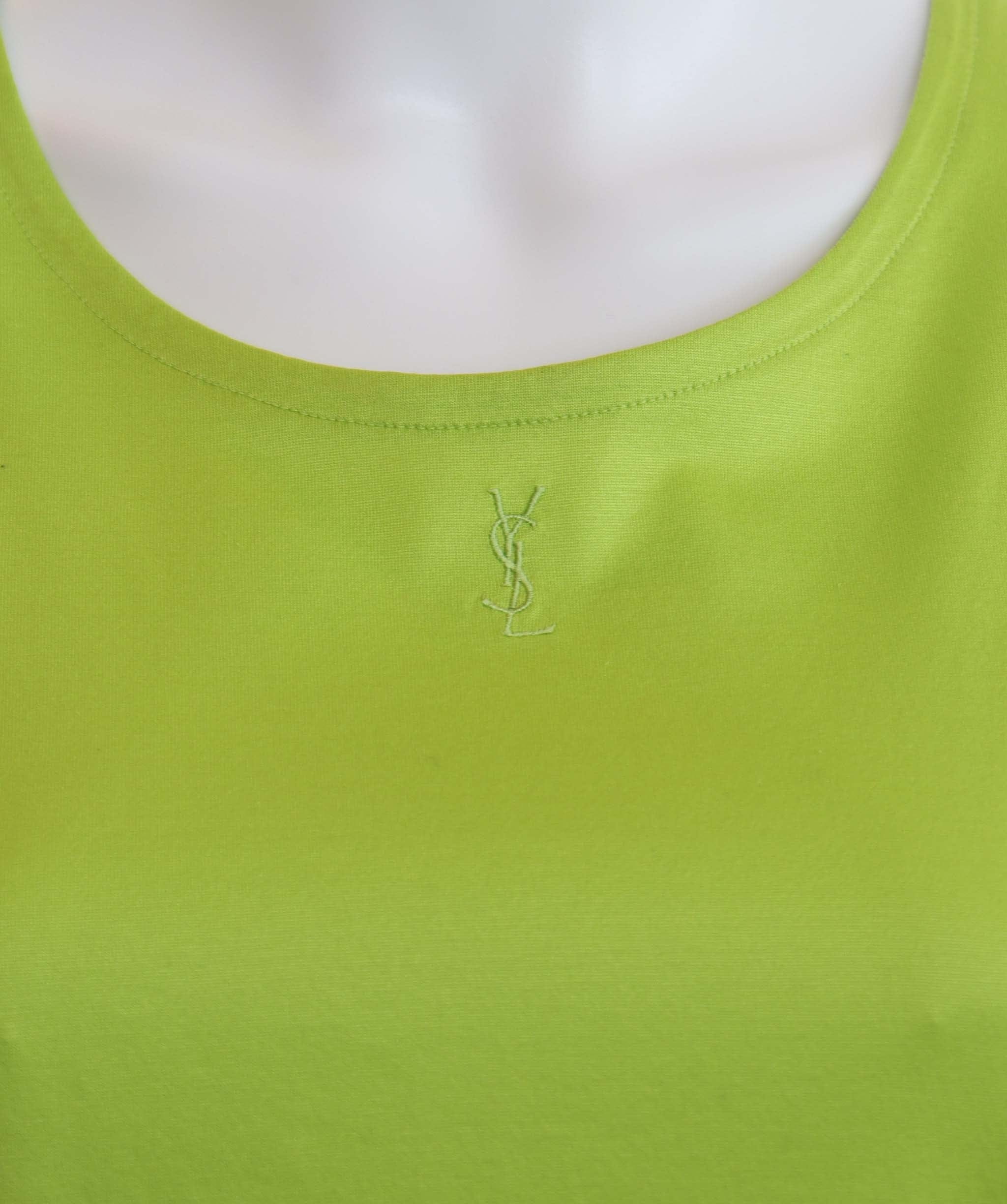 Yves Saint Laurent Cotton Green Short Sleeve Top Size L DXBS3635