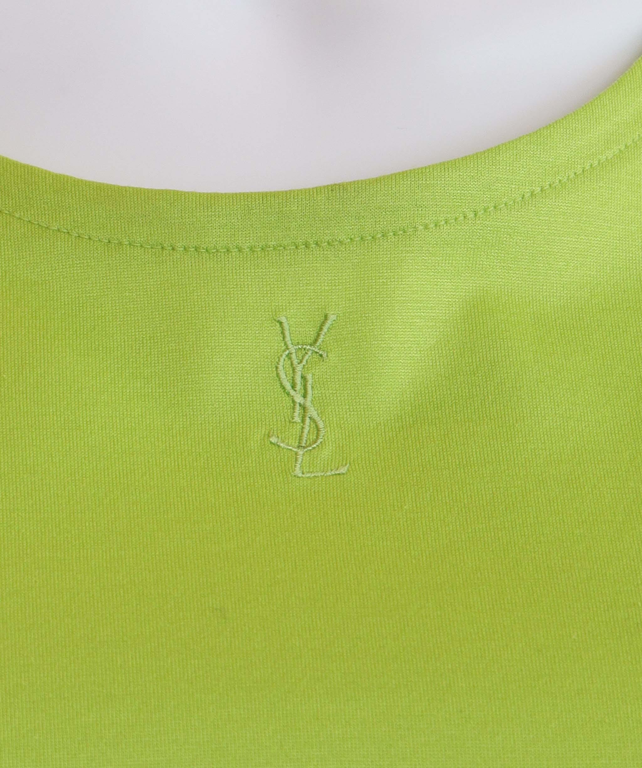 Yves Saint Laurent Cotton Green Short Sleeve Top Size L DXBS3635