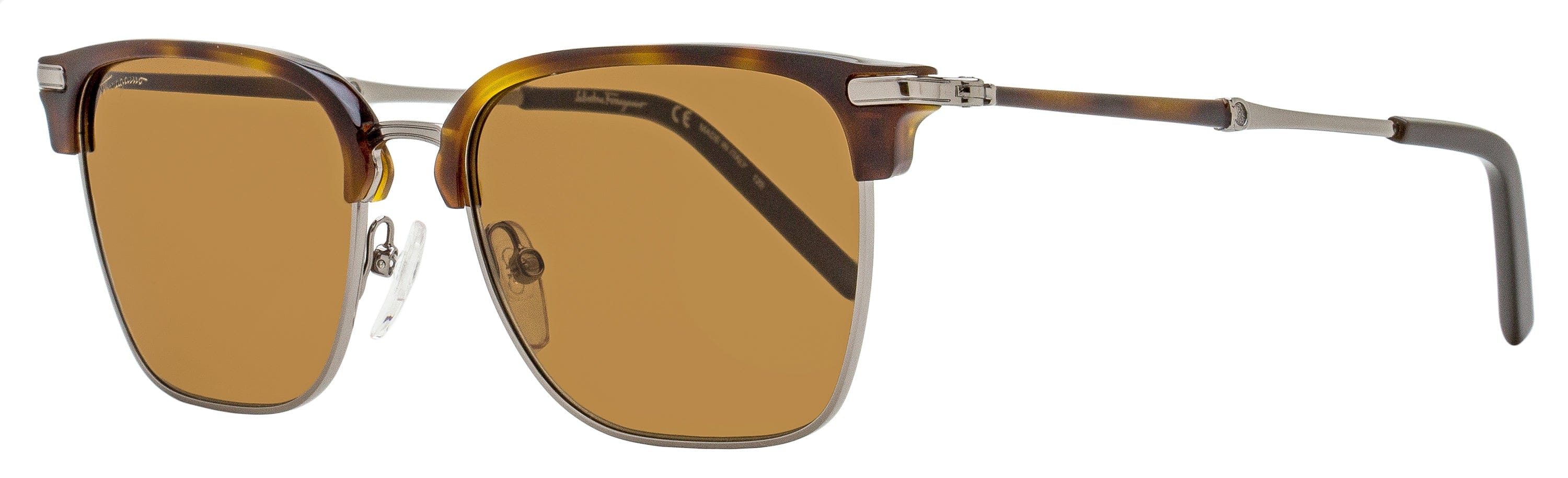 Ferragamo Rectangular Sunglasses SF227S 085 Ruthenium/Tortoise 53 mm