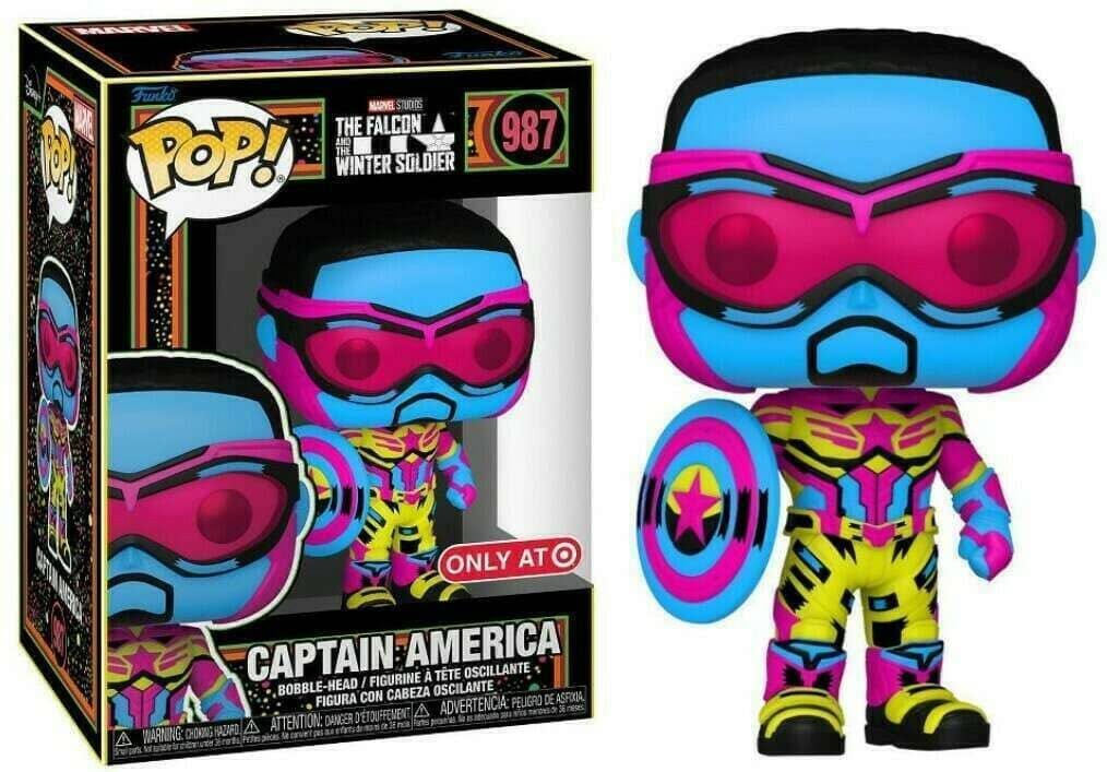Funko (Light Box Damage) Marvel The Falcon and The Winter Soldier Captain America Blacklight Exclusive Funko Pop! #987