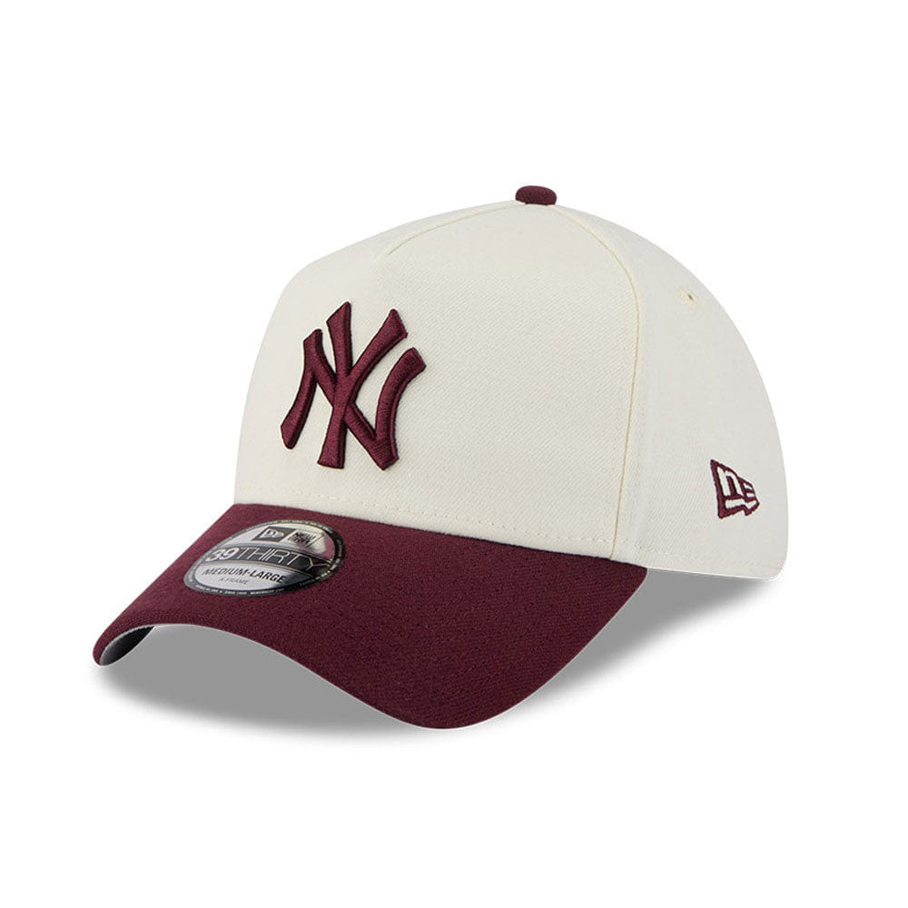 New Era N.Y Yankees 39Thirty A - Frame Stretch - Fit Cap (Cream/Burgundy)