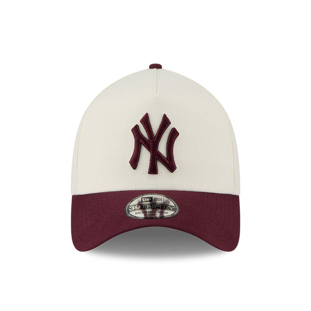 New Era N.Y Yankees 39Thirty A - Frame Stretch - Fit Cap (Cream/Burgundy)