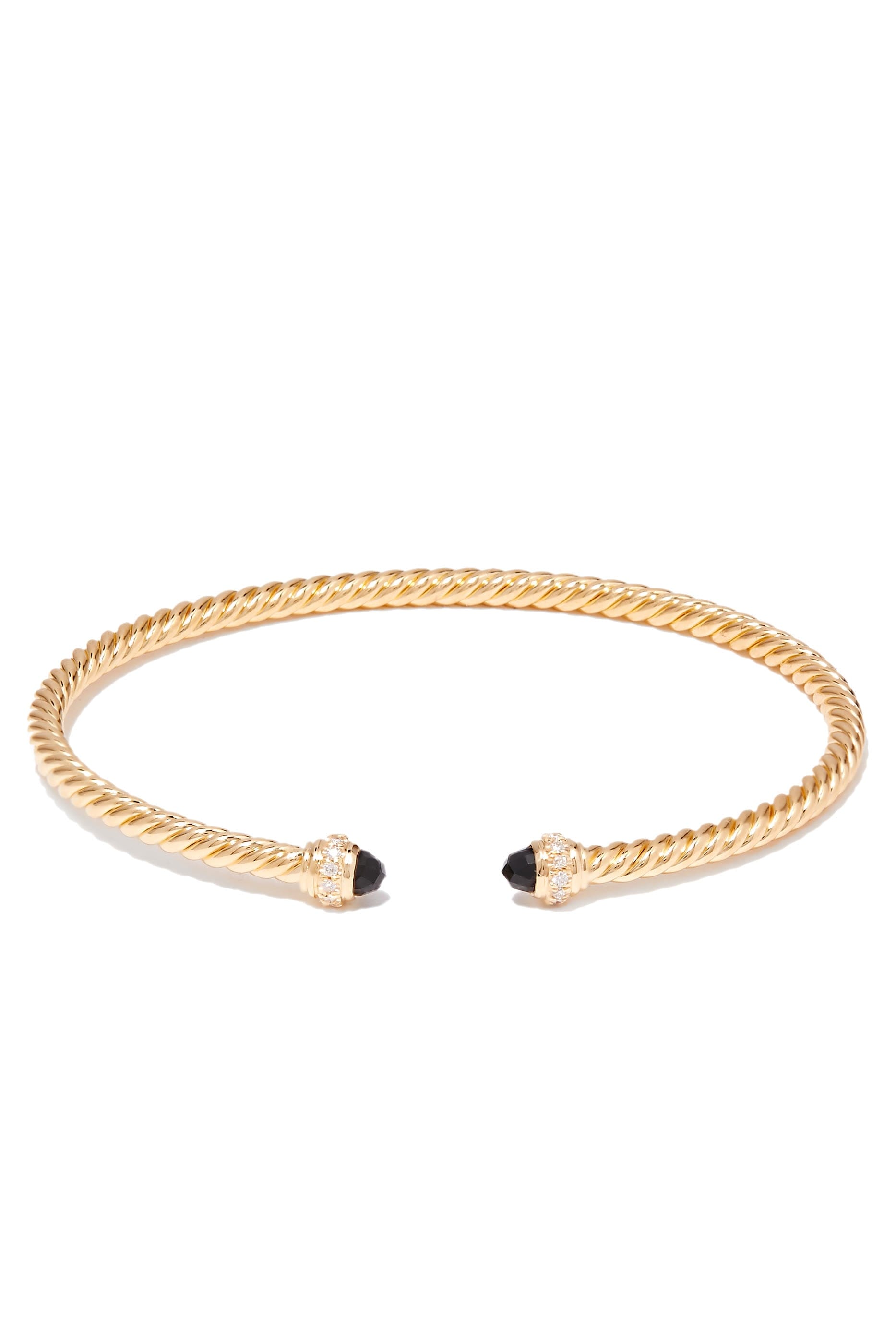 David Yurman Cablespira Bracelet, 18K Yellow Gold, Black Onyx & Diamonds
